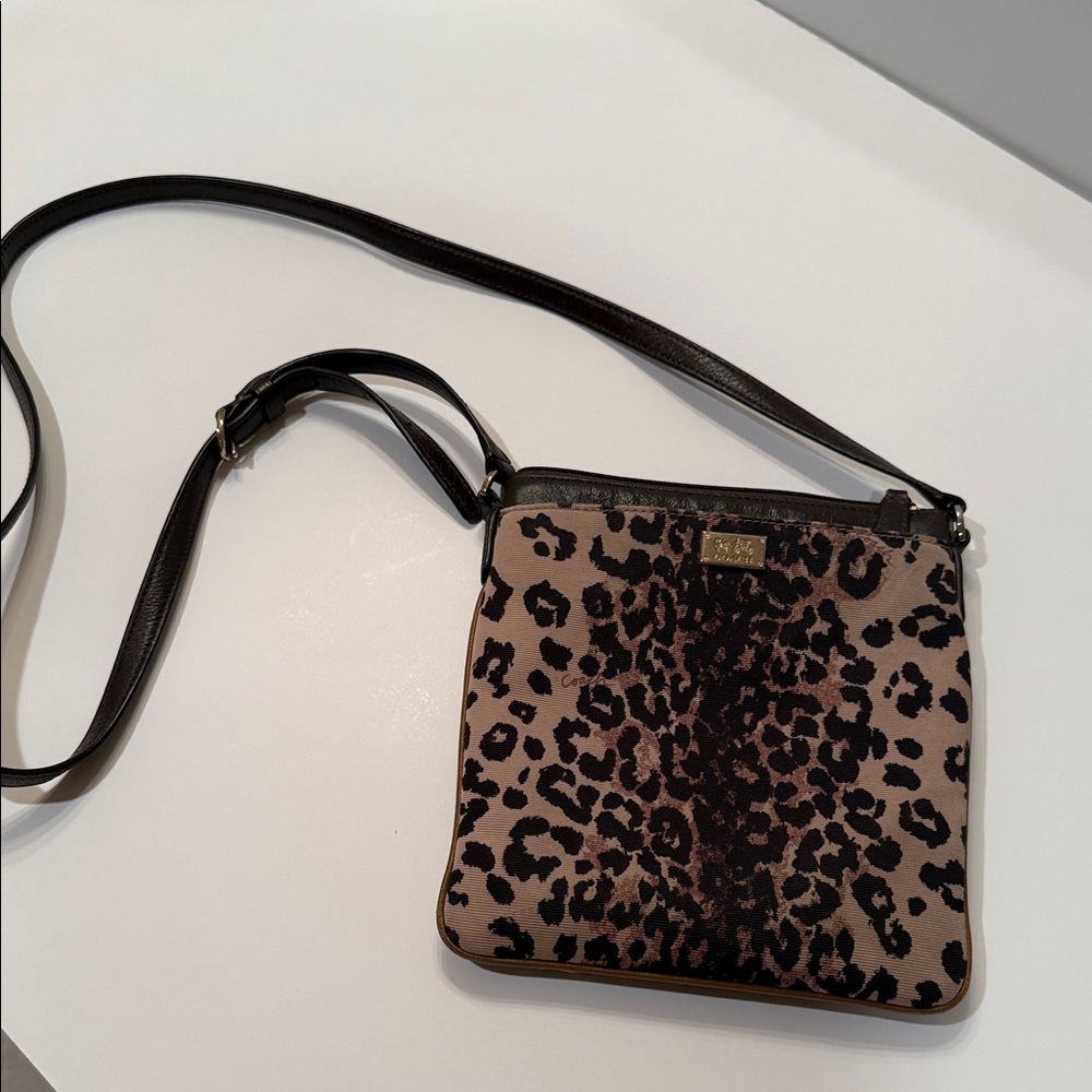 Coach Leopard Print Crossbody Bag with Black Strap - Picture 2 of 7